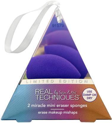 حمام، الجمال، أدوات ماكياج، فرش الماكياج Real Techniques by Samantha Chapman, Limited Edition, 2 Miracle Mini Eraser Sponges, Purple, 2 Sponges