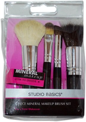 حمام، الجمال، أدوات ماكياج، فرش الماكياج Studio Basics, Mineral Makeup Brush Set, 4 Piece Set