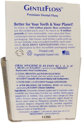 حمام، الجمال، العناية بالأسنان عن طريق الفم، خيط تنظيف الأسنان Eco-Dent, GentleFloss, Mint, 40 Yds (36.57 m)