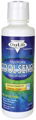 حمام، الجمال، شفهي، الأسنان، تهتم، غسول الفم OxyLife, Hydroxy Cool Sense Mouthwash, Cool Mint, 16 fl oz (473 ml)