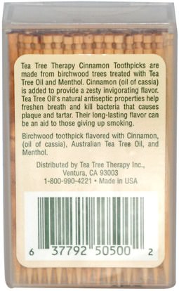 حمام، الجمال، عن طريق الفم، الأسنان، كير Tea Tree Therapy, Cinnamon Toothpicks, 100 Approx.
