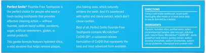 حمام، الجمال، شفهي، الأسنان، تهتم، معجون أسنان Perfect Smile, Fluoride-Free Whitening Toothpaste With CoQ10-SR, 4.2 oz (119 g)