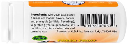 حمام، الجمال، العناية بالأسنان عن طريق الفم، إكسيليتول الصمغ الحلوى Xlear, Spry Chewing Gum, Fresh Fruit, 30 Count (32.5 g)