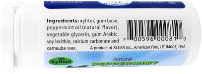 حمام، الجمال، العناية بالأسنان عن طريق الفم، إكسيليتول الصمغ الحلوى Xlear, Spry Natural Chewing Gum, Peppermint, 30 Count (32.5 g)