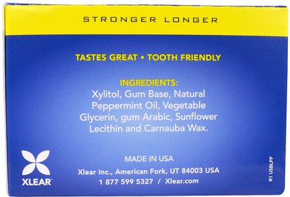 حمام، الجمال، العناية بالأسنان عن طريق الفم، إكسيليتول الصمغ الحلوى Xlear, Spry, Stronger Longer Dental Defense Gum, Natural Peppermint, 12 Count