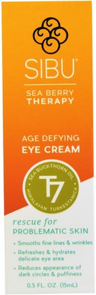 حمام، الجمال، البحر النبق الجمال، العين الكريمات Sibu Beauty, Sea Berry Therapy, Age Defying Eye Cream, Sea Buckthorn Oil, T7, 0.5 fl oz (15 ml)