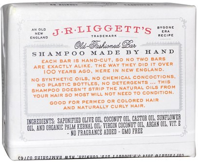 حمام، الجمال، الشامبو، أرجان J.R. Liggetts, Old Fashion Bar, Shampoo, Coconut & Argan Oil, 3.5 oz (99 g)