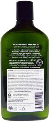 حمام، الجمال، الشامبو، الشعر، فروة الرأس، مكيف Avalon Organics, Shampoo, Volumizing, Rosemary, 11 fl oz (325 ml)