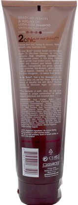 حمام، الجمال، الشامبو، الشعر، فروة الرأس، مكيف Giovanni, 2Chic, Ultra-Sleek Shampoo, Brazilian Keratin & Argan Oil, 8.5 fl oz (250 ml)