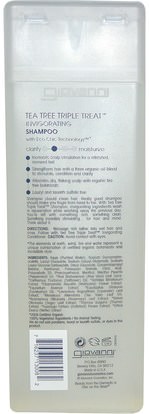 حمام، الجمال، الشامبو، الشعر، فروة الرأس، مكيف Giovanni, Tea Tree Triple Treat Invigorating Shampoo, 8.5 fl oz (250 ml)