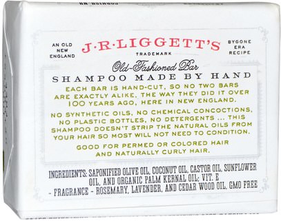 حمام، الجمال، الشامبو، الشعر، فروة الرأس، مكيف J.R. Liggetts, Old-Fashioned Bar Shampoo, Herbal Formula, 3.5 oz (99 g)