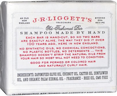حمام، الجمال، الشامبو، الشعر، فروة الرأس، مكيف J.R. Liggetts, Old-Fashioned Bar Shampoo, Original Formula, 3.5 oz (99 g)