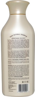 حمام، الجمال، الشامبو، الشعر، فروة الرأس، مكيف Jason Natural, Pure Natural Shampoo, Smoothing Sea Kelp, 16 fl oz (473 ml)