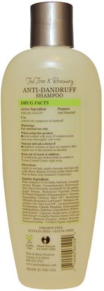 حمام، الجمال، الشامبو، الشعر، فروة الرأس، مكيف Pure & Basic, Natural Anti-Dandruff Shampoo, Tea Tree & Rosemary, 12 fl oz (350 ml)