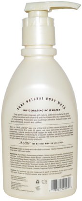 حمام، الجمال، هلام الاستحمام Jason Natural, Pure Natural Body Wash, Invigorating Rosewater, 30 fl oz (887 ml)