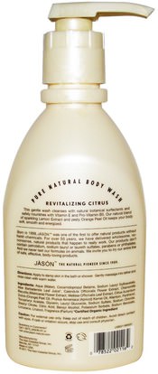 حمام، الجمال، هلام الاستحمام Jason Natural, Pure Natural Body Wash, Revitalizing Citrus, 30 fl oz (887 ml)