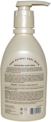 حمام، الجمال، هلام الاستحمام Jason Natural, Pure Natural Body Wash, Soothing Aloe Vera, 30 fl oz (887 ml)