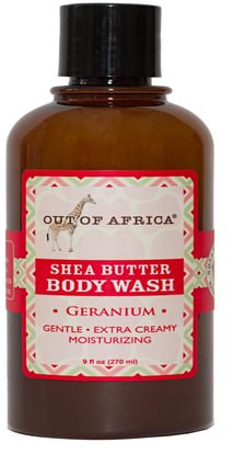 حمام، الجمال، هلام الاستحمام Out of Africa, Shea Butter Body Wash, Geranium, 9 fl oz (270 ml)