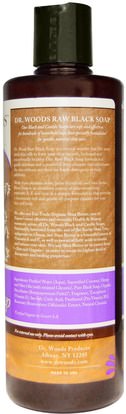 حمام، الجمال، الصابون، الصابون الأسود Dr. Woods, Raw Black Soap with Fair Trade Shea Butter, Original, 16 fl oz (473 ml)