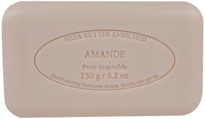 حمام، الجمال، الصابون European Soaps, LLC, Pre De Provence, Amande Bar Soap, 5.2 oz (150 g)