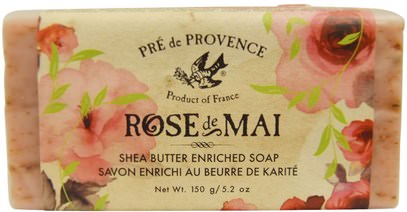 حمام، الجمال، الصابون European Soaps, LLC, Pre De Provence, Rose de Mai, Bar Soap, 5.2 oz (150 g)