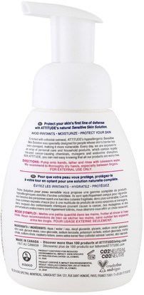 حمام، الجمال، الصابون، رغوة الصابون، موقف حساسة للعناية بالبشرة ATTITUDE, Sensitive Skin Care, Natural Foaming Hand Wash, Fragrance Free, 8.4 fl oz (250 ml)