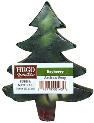 حمام، الجمال، هدية مجموعات، والصابون Hugo Naturals, Artisan Soap Bar, Bayberry Christmas Tree, 4 oz (113 g)