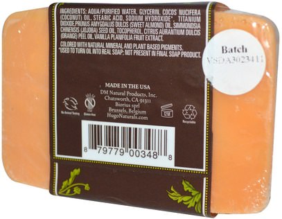 حمام، الجمال، الصابون Hugo Naturals, Handcrafted Soap, Vanilla & Sweet Orange, 4 oz (113 g)