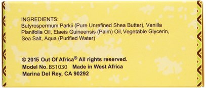حمام، الجمال، الصابون Out of Africa, Pure Shea Butter Bar Soap, Vanilla, 3 Pack, 4 oz (120 g) Each