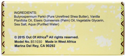 حمام، الجمال، الصابون Out of Africa, Pure Shea Butter Bar Soap, Vanilla, 4 oz (120g)