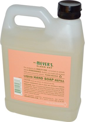 حمام، الجمال، الصابون، الغيارات Mrs. Meyers Clean Day, Liquid Hand Soap Refill, Geranium Scent, 33 fl oz (975 ml)