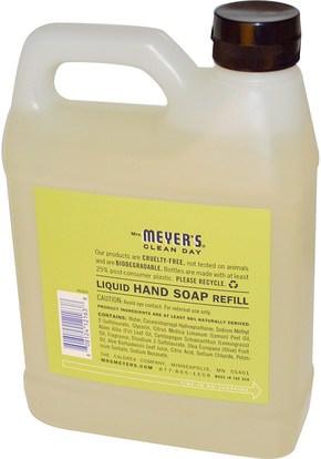 حمام، الجمال، الصابون، الغيارات Mrs. Meyers Clean Day, Liquid Hand Soap Refill, Lemon Verbena Scent, 33 fl oz (975 ml)