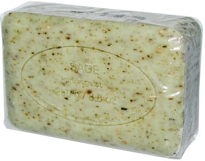 حمام، الجمال، الصابون، زبدة الشيا European Soaps, LLC, Pre de Provence, Bar Soap, Sage, 8.8 oz (250 g)