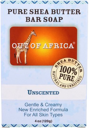 حمام، الجمال، الصابون، زبدة الشيا Out of Africa, Pure Shea Butter Bar Soap, Unscented, 4 oz (120 g)