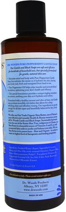 حمام، الجمال، الصابون، هلام الاستحمام Dr. Woods, Peppermint Castile Soap with Fair Trade Shea Butter, 16 fl oz (473 ml)