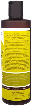حمام، الجمال، الصابون، هلام الاستحمام Dr. Woods, Tea Tree Castile Soap with Fair Trade Shea Butter, 16 fl oz (473 ml)