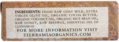 حمام، الجمال، الصابون Tierra Mia Organics, Raw Goat Milk Skin Therapy, Body Soap Bar, Cinnamon Vanilla, 3.8 oz