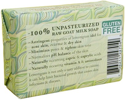 حمام، الجمال، الصابون Tierra Mia Organics, Raw Goat Milk Skin Therapy, Body Soap Bar, Lemon Grass, 3.8 oz