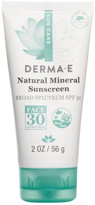 حمام، الجمال، واقية من الشمس، سف 30-45 Derma E, Natural Mineral Sunscreen, Sun Care, SPF 30, 2 oz (56 g)