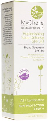 حمام، الجمال، واقية من الشمس، سف 30-45، العناية بالوجه، والجلد MyChelle Dermaceuticals, Replenishing Solar Defense, SPF 30, Step 6, 2.3 fl oz (68 ml)