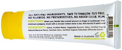 حمام، الجمال، معجون الأسنان، والأطفال ومعجون الأسنان الطفل Jack n Jill, Natural Toothpaste, With Certified Organic Banana, 1.76 oz (50 g)