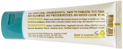 حمام، الجمال، معجون الأسنان، والأطفال ومعجون الأسنان الطفل Jack n Jill, Natural Toothpaste, with Certified Organic Blueberry, 1.76 oz (50 g)