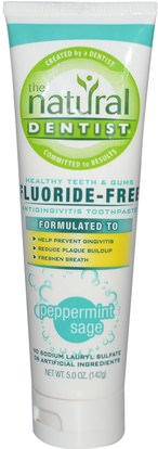 حمام، الجمال، معجون أسنان Natural Dentist, Fluoride-Free Antigingivitis Toothpaste, Peppermint Sage, 5.0 oz (142 g)