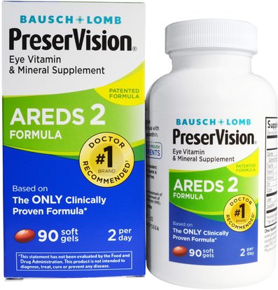 Bausch & Lomb PreserVision, AREDS 2 Formula, 90 Soft Gels ,والصحة، والعناية بالعين، والرعاية للرؤية، بوسش & لومب بريسرفيسيون