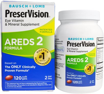 Bausch & Lomb PreserVision, AREDS 2 Formula, Eye Vitamin & Mineral Supplement, 120 Soft Gels ,الصحة، العناية بالعيون، الرعاية للرؤية، الرؤية، بوسش & لومب بريسرفيسيون