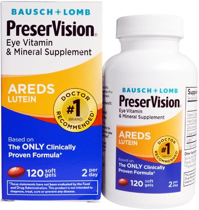 Bausch & Lomb PreserVision, AREDS Lutein, Eye Vitamin & Mineral Supplement, 120 Soft Gels ,الصحة، العناية بالعيون، الرعاية للرؤية، الرؤية، بوسش & لومب بريسرفيسيون