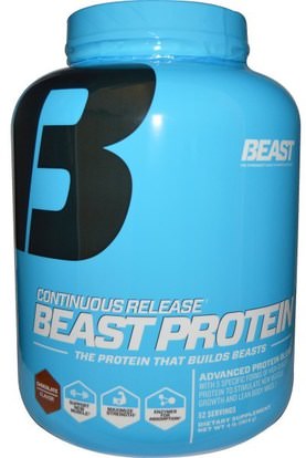Beast Sports Nutrition, Beast Protein, Continuous Release, Chocolate Flavor, 4 lbs (1814 g) ,المكملات الغذائية، البروتين، العضلات