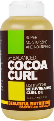 Beautiful Nutrition, Cocoa Curl, Lightweight Rejuvenating Curl Oil, 8.4 fl oz (249 ml) ,حمام، الجمال، تصفيف الشعر هلام