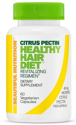 Beautiful Nutrition, Healthy Hair Diet, Citrus Pectin, 60 Vegetarian Capsules ,المكملات الغذائية، والألياف، والبكتين الحمضيات تعديل
