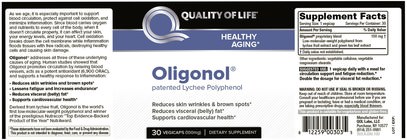 الجمال، مكافحة الشيخوخة، مقتطفات الفاكهة Quality of Life Labs, Oligonol, 100 mg, 30 Veggie Caps